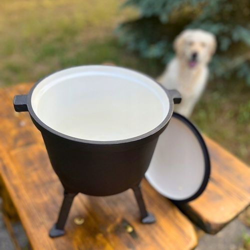 KOCIOŁEK ŻELIWNY EMALIOWANY GARNEK myśliwski węgierski 10L OGNISKO GRILL na Arena.pl