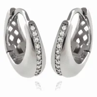 KLASYCZNE RODOWANE SREBRNE KOLCZYKI KOŁA KÓŁKA KÓŁECZKA BIAŁE CYRKONIE