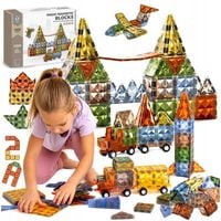 Klocki magnetyczne konstrukcyjne MEGA ZESTAW 100 el. DUŻE Magnetic Blocks