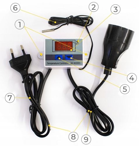 TERMOSTAT ELEKTRONICZNY REGULATOR TEMPERATURY Z GNIAZKIEM I WTYCZKĄ 230V na Arena.pl