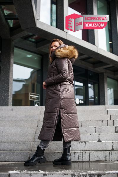 Kzs-10 czekoladowa kurtka, długa, idealna na zimę Rozmiar - XXXL na Arena.pl