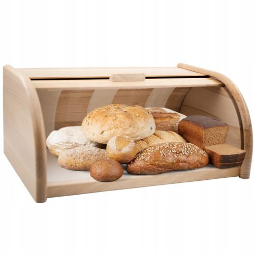 CHLEBAK POJEMNIK NA PIECZYWO DREWNIANY JEDNOCZĘŚCIOWY NATURALNY DUŻY 40x27 na Arena.pl