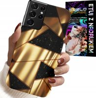 ETUI DO SAMSUNG GALAXY S21 Ultra - ZŁOTE ELEGANCKIE WZORY + FOLIA HYDRO