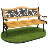 Ławka ogrodowa parkowa ROSA żeliwna drewniana 125x76.5x52 cm Brązowa