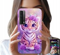 ETUI DO HUAWEI P SMART 2021 - SŁODKI TYGRYSEK NA RÓŻOWYM TLE + SZKŁO