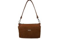 Pojemna torebka listonoszka ze skóry i zamszu - Brązowa jasna