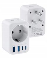Voomy Adapter podróżny Y711 - Adapter typu D – 2 gniazda AC, 2 USB-C i 2 U…