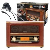 Radio Sieciowe Retro Fm Pamięć 30 Stacji Bluetooth 5.0 Budzik Adler Ad1187
