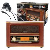 Radio Sieciowe Retro Fm Pamięć 30 Stacji Bluetooth 5.0 Budzik Adler Ad1187