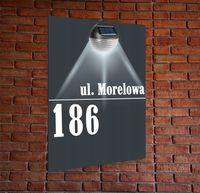 antracyt TABLICZKA ADRESOWA nierdzewna numer domu lampka led pionowa 40x30