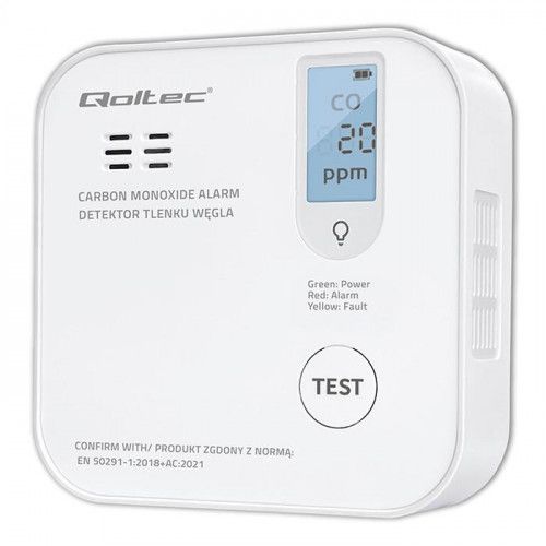 Qoltec Certyfikowany bezprzewodowy Czujnik tlenku węgla (czadu) z bate na Arena.pl
