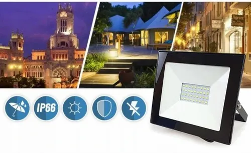 Halogen LED 30W lampa naświetlacz zewnętrzny zimny 6000K 2420LM reflektor na Arena.pl