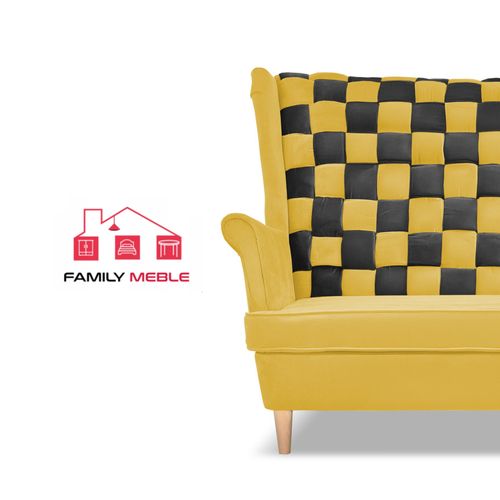 Zestaw uszak CAROL DUO sofa fotele żółty miodowy - brąz na Arena.pl