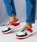 Czarno-czerwone retro sneakersy Shari 39