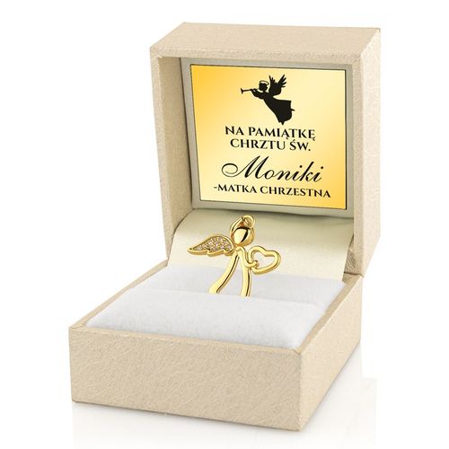 Medalik Pozłacany Aniołek pr. 925 na Pamiątkę Chrztu Świętego dla Dziecka na Arena.pl