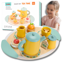 duży zestaw do herbaty kawy dla dzieci drewniany serwis kawowy do zabawy