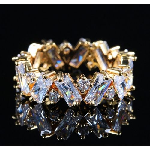 Pierścionek Pozłacany Stal Chirurgiczna Platerowana Złotem, Cyrkonie na Arena.pl