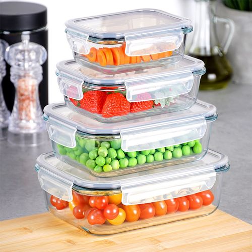 4x Pojemniki Kuchenne Szklane Na Żywność Żaroodporne Zestaw Pojemników na Arena.pl