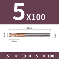 Frez 2-ostrzowy VHM do stali 55 HRC - TiSiN Rozmiar: Ø5x30x5Dx100L