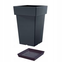 Doniczka kwadratowa Lofly DLOFQ200 z podstawką | Antracyt, Kształt Kwadratowy, Wymiary 19x19x29 cm, Kolor Antracyt, Prosperplast