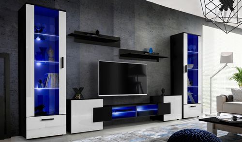 Witryna Szklana Regał Salon Dąb Wotan z Półkami LED 192x60 na Arena.pl