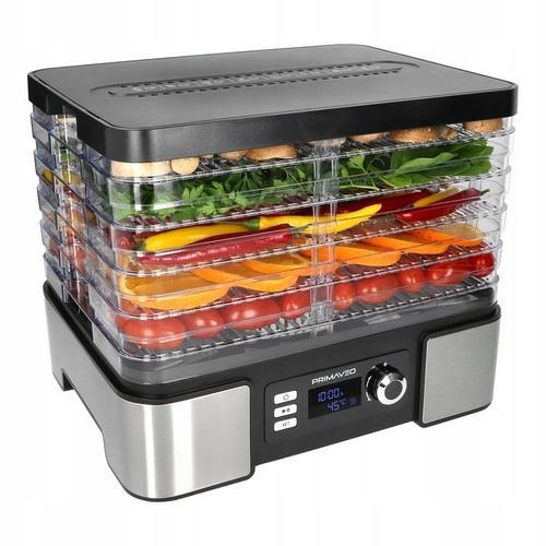 DUŻA SUSZARKA DO GRZYBÓW OWOCÓW TERMOOBIEG 450W ZEGAR PRIMAVEO POJEMNA 12L na Arena.pl