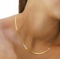 NASZYJNIK STAL CHIRURGICZNA ZŁOTA ŻMIJKA PŁASKA STAL 316 L