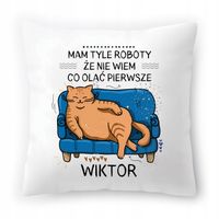 Poduszka Dla Wiktora Na Urodziny Ze Zdjęciem Na Prezent Biała 40X40 Cm