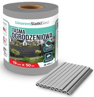 Taśma ogrodzeniowa Linarem SiatkiSieci PVC szara 19 cm x 50 m z UV