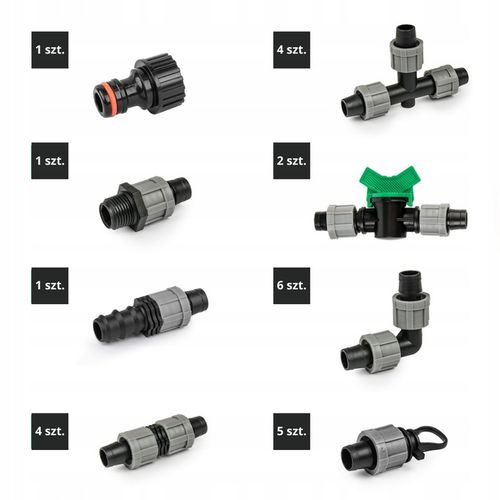 Taśma kroplująca + akcesoria 24 el. NAWADNIANIE KROPELKOWE wąż przewód 100m na Arena.pl