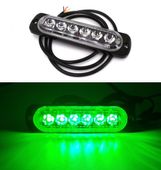 Lampa obrysowa strobo 6 LED 12V-24V, zielona
