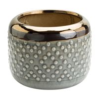 Donica Owalna Osłonka Ceramiczna Vintage Szary & Złoto 16x16x12cm