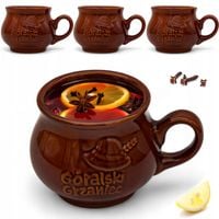 Komplet 4x KUBEK kamionkowy DO GRZAŃCA na grzane wino piwo zestaw do wina