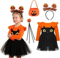 Stój Kostium Przebranie Kot Sukienka Halloween dla Dziewczynki 2-3 Lata M