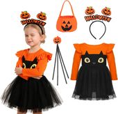 Stój Kostium Przebranie Kot Sukienka Halloween dla Dziewczynki 2-3 Lata M