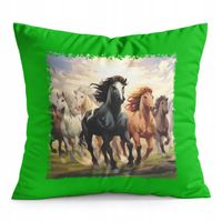 PODUSZKA ZIELONA PREZENT - KOŃ KONIE JAZDA KONNA HOBBY HORSE