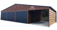 GARAŻ BLASZANY 9m x 5m + Wiata 3m - 2x drzwi - 3x Brama uchylna GB310