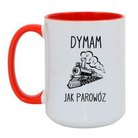 KUBEK "DYMAM JAK PAROWÓZ" Wzór - Duży Biało-Czerwony 450 ml