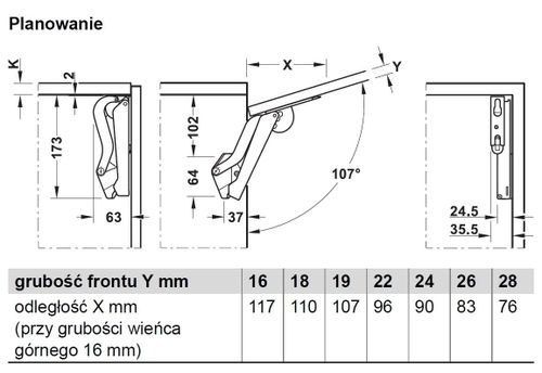 Podnośnik do szafek do klap górny Free Space 1.11 D, Antracyt na Arena.pl