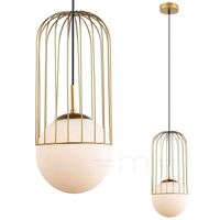 Druciana LAMPA wisząca MATTY MDM-3940/1 GD Italux metalowa OPRAWA drut ZWIS szklana kula ball klatka loft złota