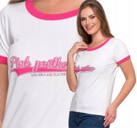 T-shirt Koszulka Damska Bawełna Slim Fit z Napisami Biło-Różowy MORAJ - S