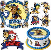 ZESTAW OPŁATEK NA TORT 30CM + 17 POSTACI - PSI PATROL CHASE + IMIĘ 24CM 26