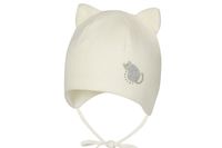 BROEL Alessia czapka niemowlęca dla dziewczynki uszka kotek ecru 38-40