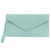 VERA PELLE torebka damska zamszowa kopertówka listonoszka V646 j.zielona