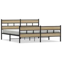 Metalowa rama łóżka, bez materaca, dąb sonoma, 200x200 cm