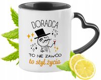 Kubek Czarny Z Uszkiem W Kształcie Serca Dla Doradcy Na Prezent