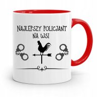 Kubek Czerwony Dla Najlepszego Policjanta Na Wsi Z Nadrukiem Ze Zdjęciem