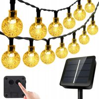 LAMPA SOLARNA GIRLANDA OGRODOWA ŁAŃCUCH ŚWIETLNY 100 LED BIAŁA CIEPŁA 10M