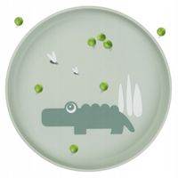 Talerzyki Plastikowe Dla Dzieci Zielony Krokodyl Antypoślizgowy Do Zmywarki