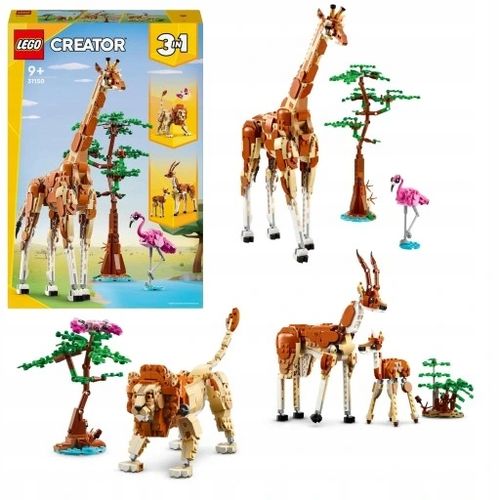LEGO Creator 3w1 Ruchome Figurki Dzikie zwierzęta z safari 31150 Żyrafa Lew na Arena.pl